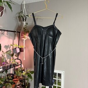 Madden‎ NYC Faux Leather Mini Dress Chain Belt Bodycon Party XL